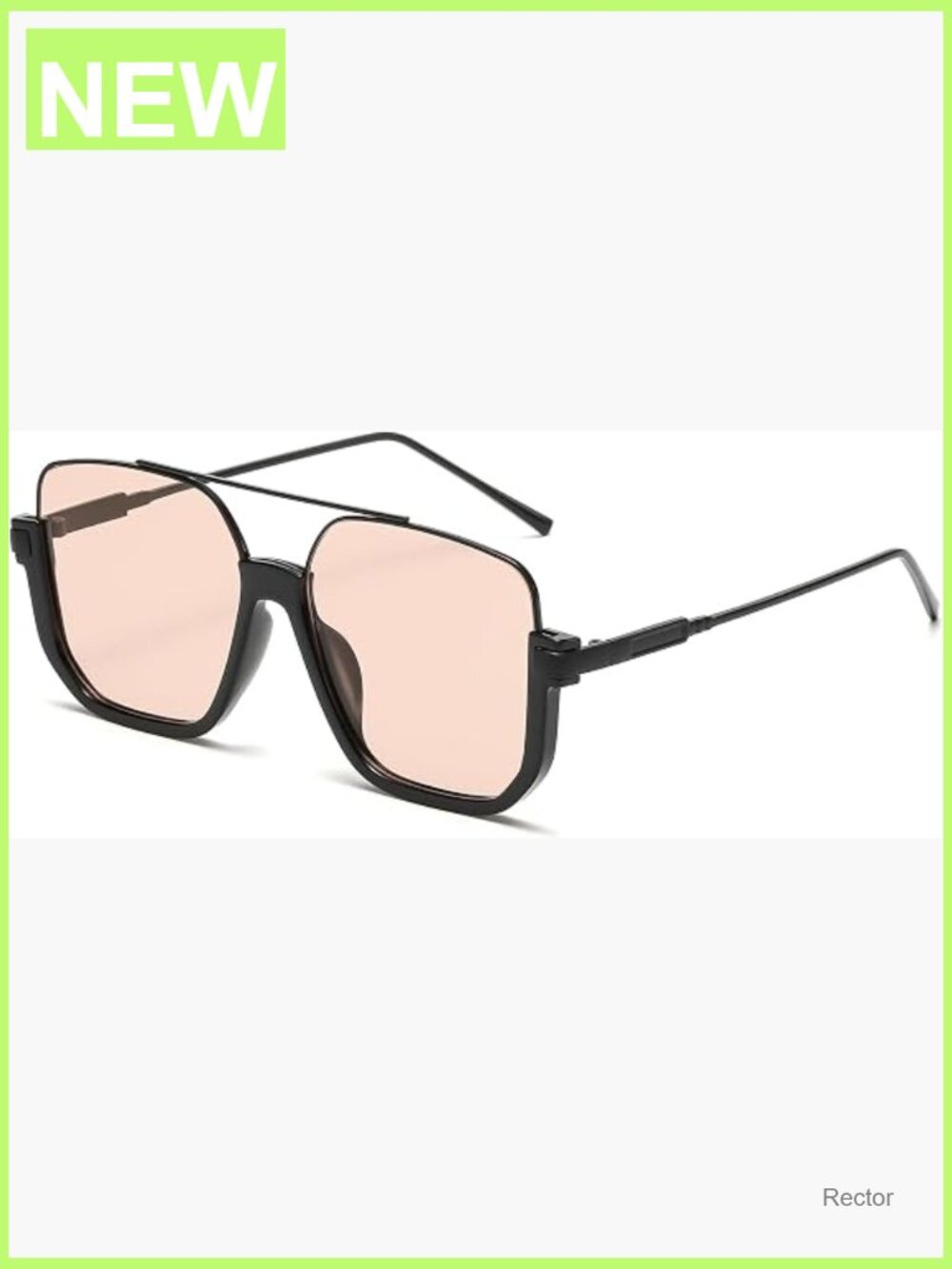 Vintage Square Oversized Aviator Sunglasses Semi-Rimless 70s Unisex Shades UV400